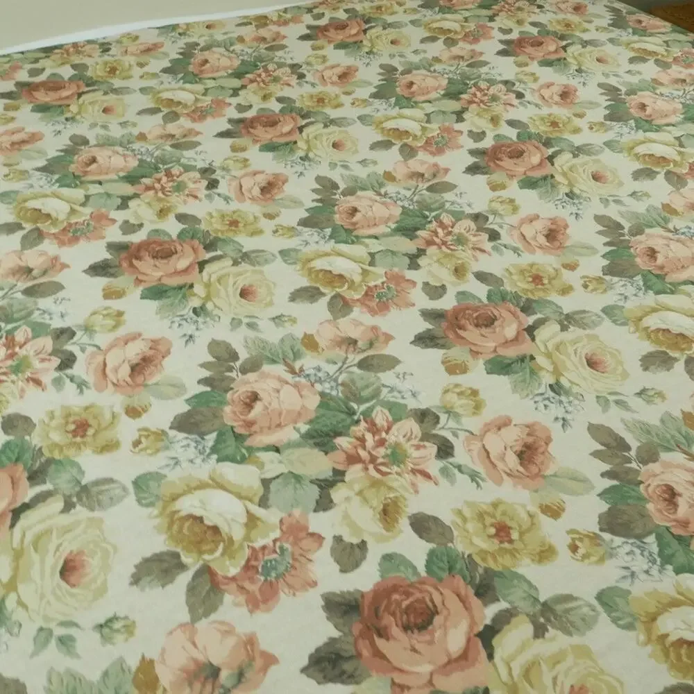 Pottery Barn Full Queen Rita Floral Duvet Cover Linen Blend Cabbage Rose Cottage